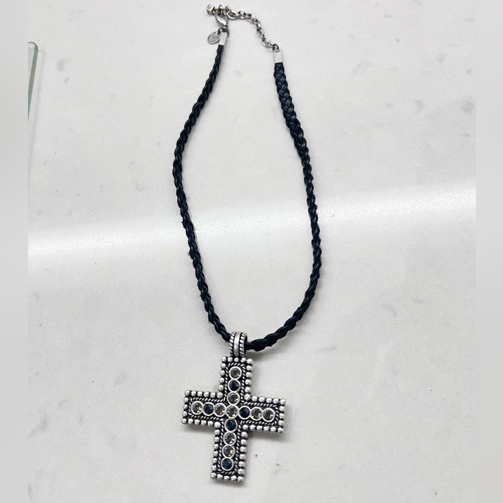 Dyrberg/Kern Silver Cross Crystal Pendant Necklace